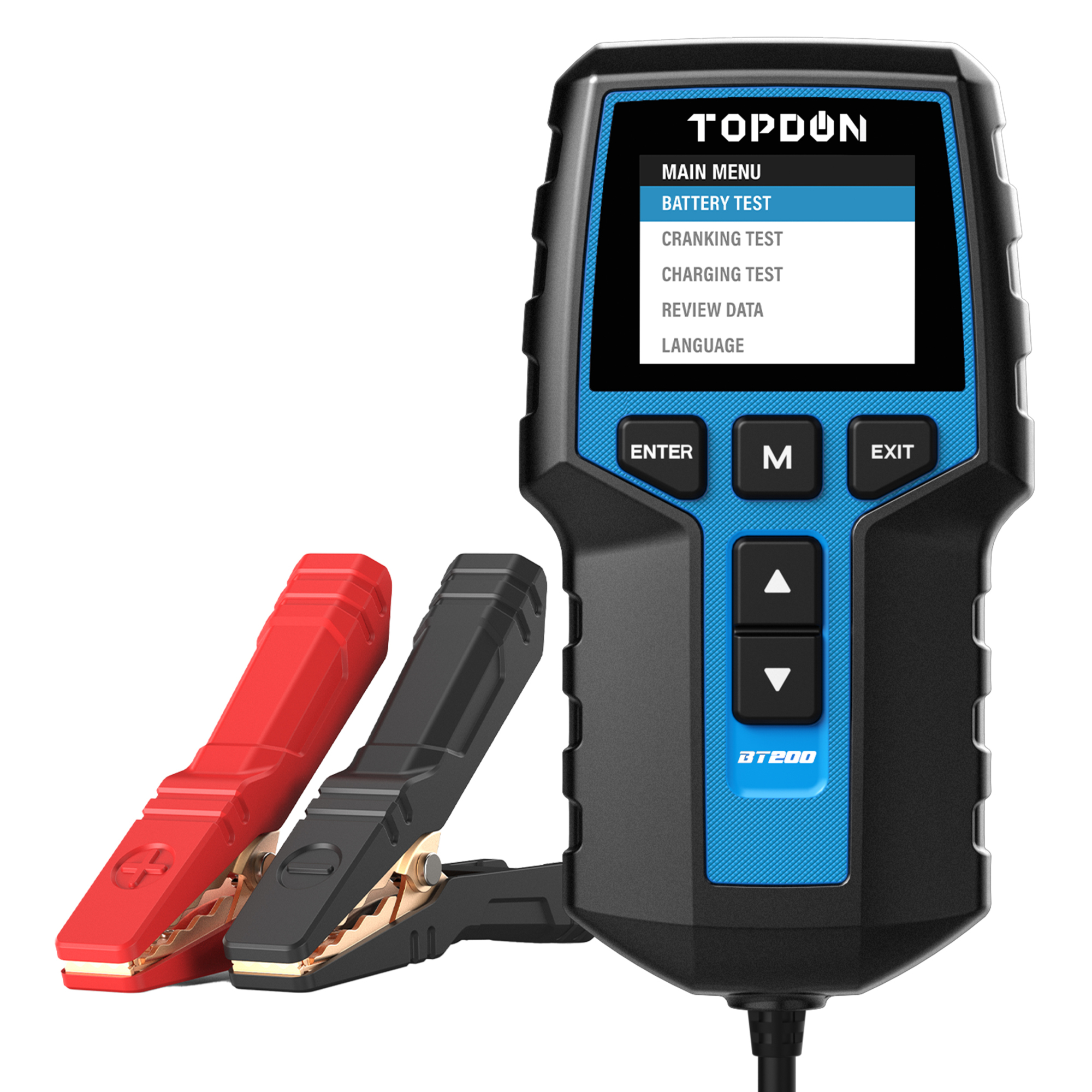 TOPDON Battery Charger and Analyzer - 12V, LCD Screen, Heavy-Duty, Model# BT200